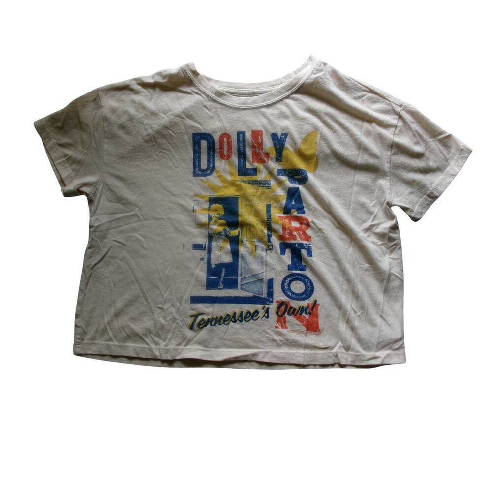 Old Navy Dolly Parton Tennessee Graphic Crop T Shirt Women's M Ivory